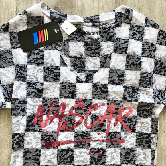 Nascar, Black and White Checkered, Racing T-Shirt, Womens, Size M, New With Tags - Picture 3 of 13